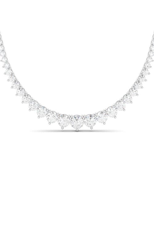 HauteCarat Graduated Lab Created Diamond Necklace in White Gold