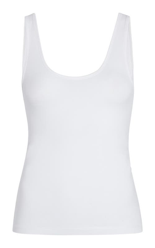Another Tomorrow Scoop-neck Jersey Tank Top In White