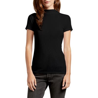 Michael Stars Judy Mock Neck Slub Tee, Size One Size - Black
