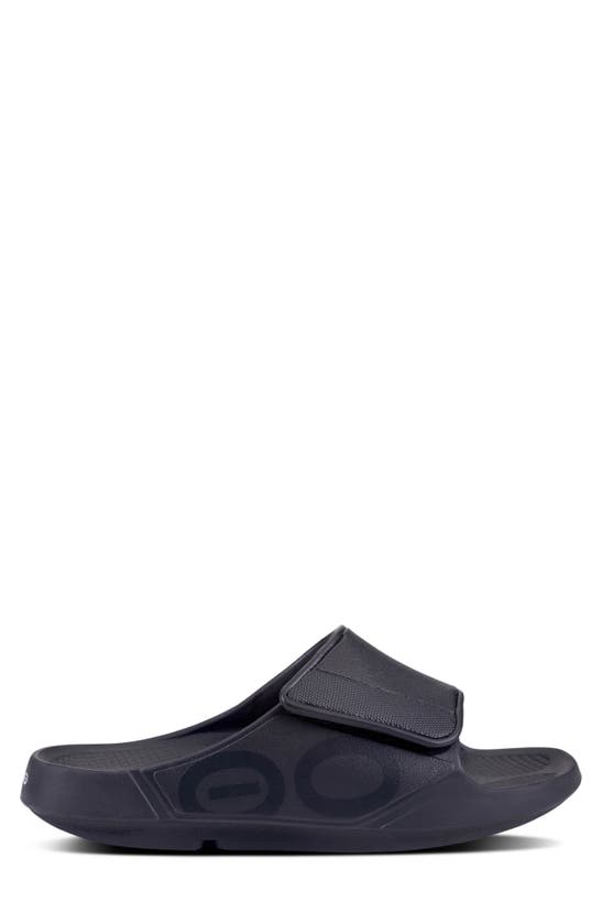 Oofos Gender Inclusive Ooahh Sport Flex Slide Sandal In Matte Black