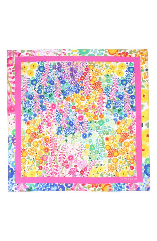 Shop Kurt Geiger Floral Print Silk Square Scarf In Pink Multi