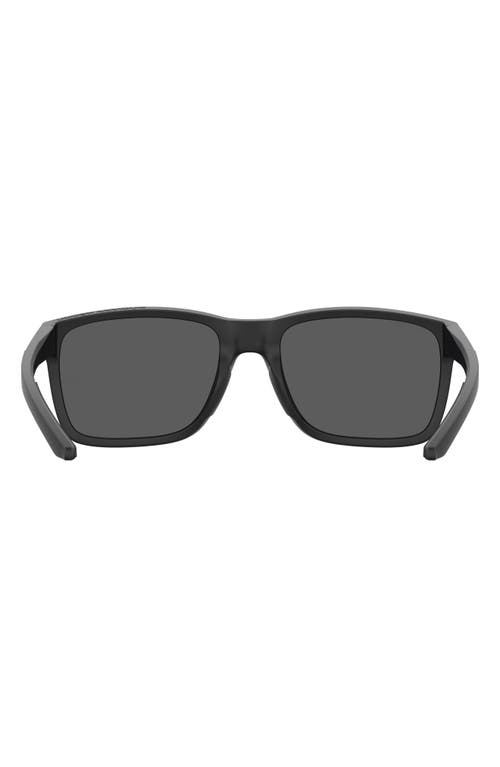 Under Armour 58mm Polarized Rectangular Sunglasses In Matte Black 2/grey Blue Polar