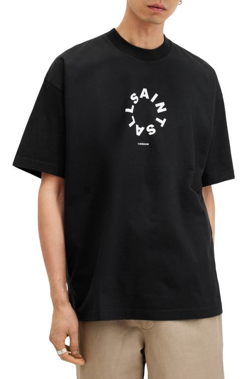 Shop Allsaints Tierra Cotton Graphic T-shirt In Jet Black