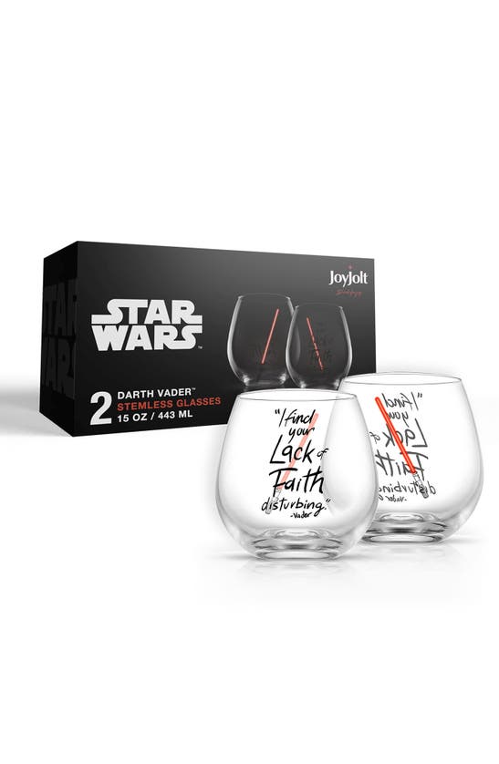 Joyjolt Lightsaber Stemless Drinking Glassware In Clear/ Red