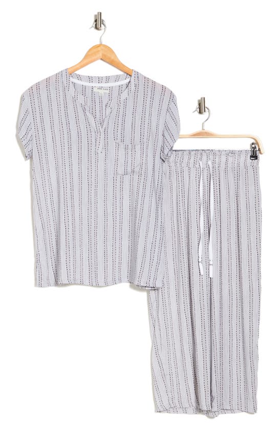 Anne Klein Short Sleeve & Pants Pajamas In Grey Stripe