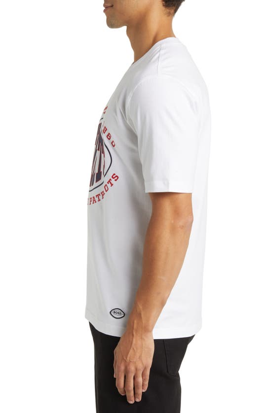 Shop Hugo Boss Boss X Nfl Stretch Cotton Graphic T-shirt In New England Patriots White