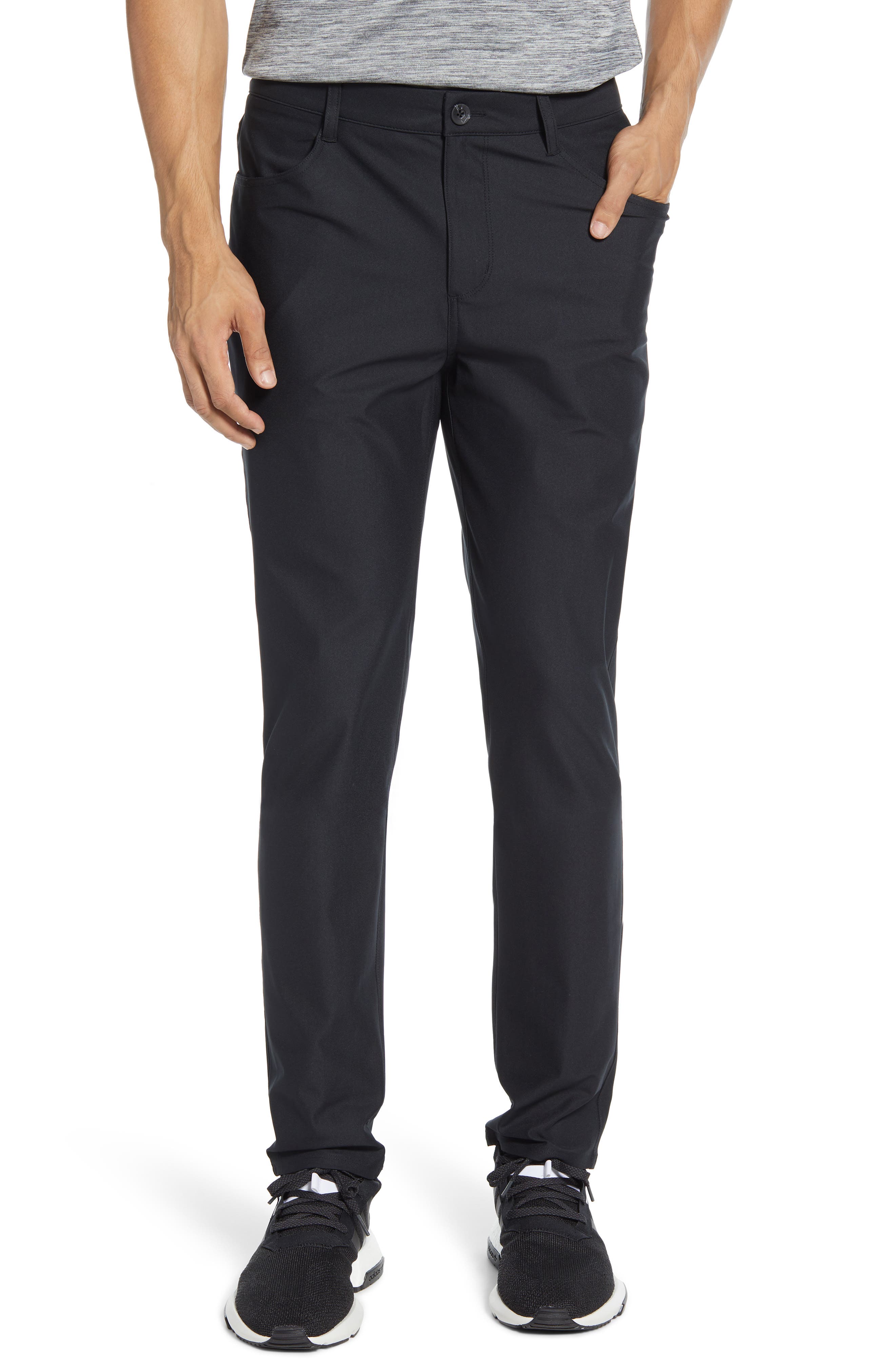 mens slim black slacks