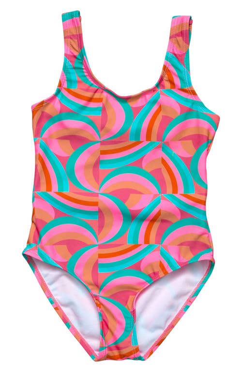 Snapper Rock Kids' Geo Melon Cutout One-Piece Swimsuit in Red at Nordstrom, Size 8
