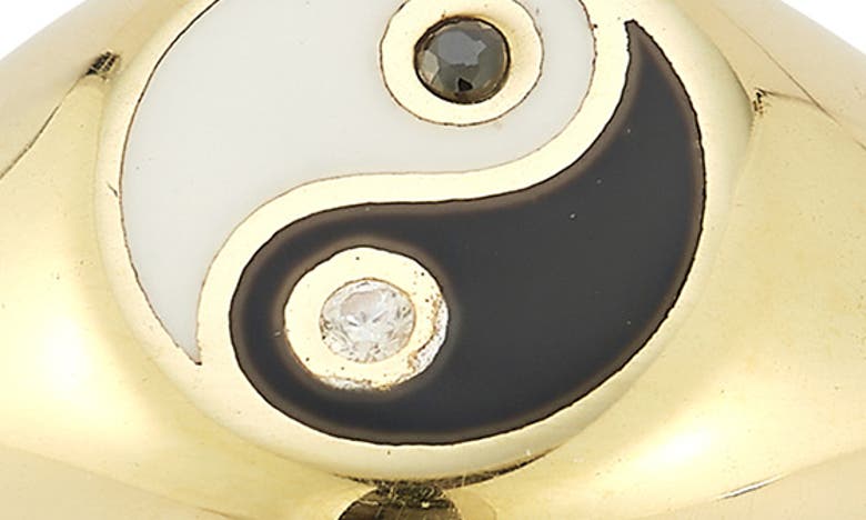 Sphera Milano 14k Gold Plate Cz Yin & Yang Signet Ring In Gold