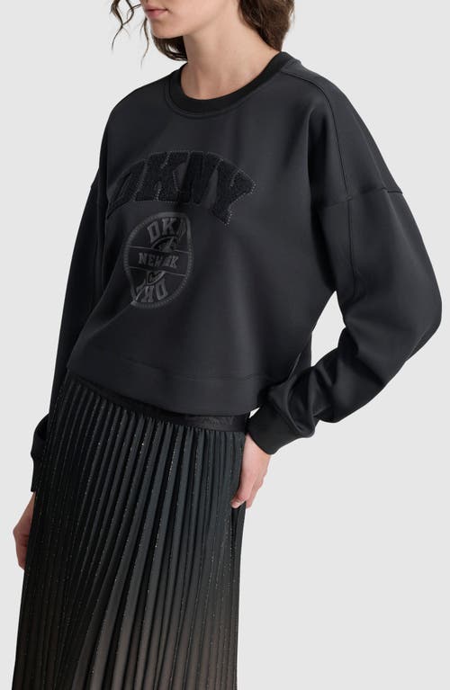 Shop Dkny Varsity Logo Sweatshirt In Black/black