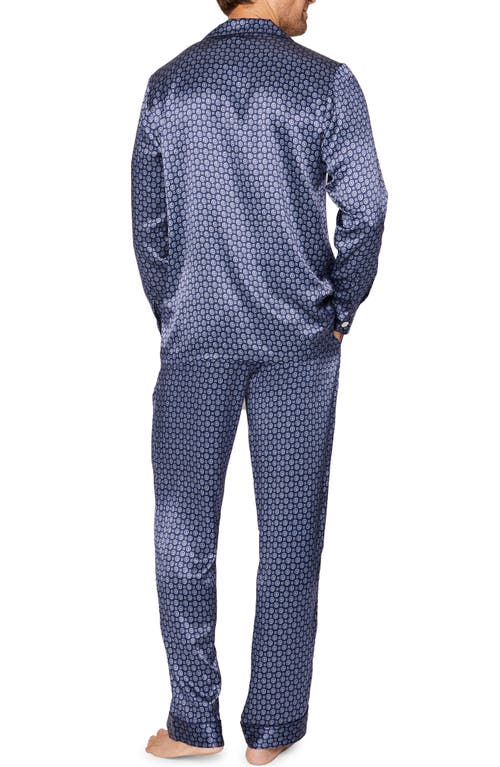 Shop Petite Plume Medallion Mulberry Silk Pajamas In Navy