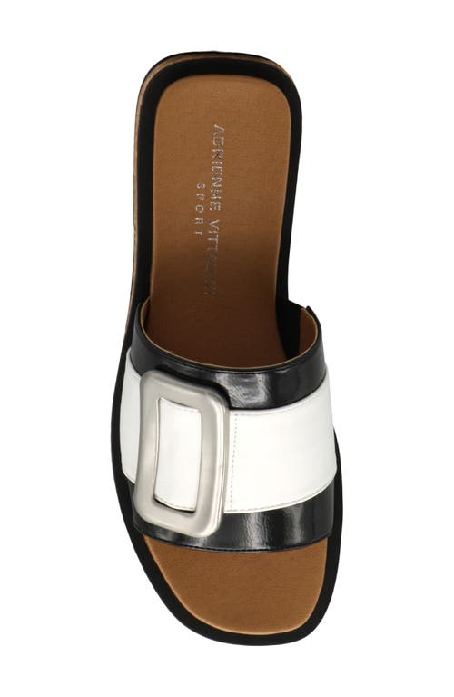 Shop Adrienne Vittadini Birdie Slide Sandal In Black/white