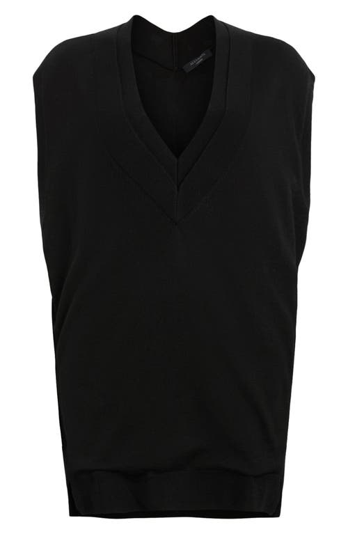 Allsaints Bern Merino Wool V-neck Tank Top In Black