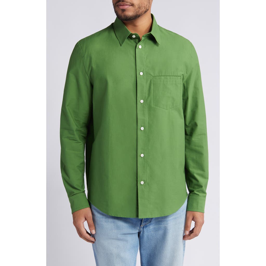 Cos Regular Fit Organic Cotton Poplin Button-up Shirt In Green