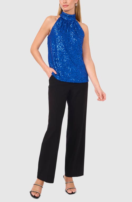 Halogenr Halogen(r) Halter Neck Sequin Top In Twilight Blue