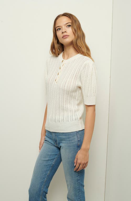 Derek Lam 10 Crosby Shea Puff Sleeve Cable Sweater In Ivory