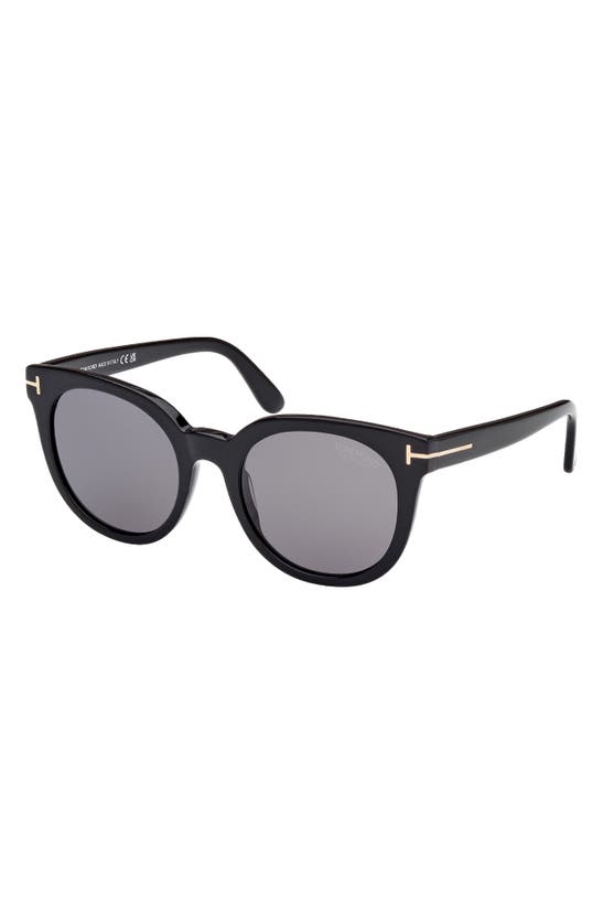 Shop Tom Ford Moira 53mm Polarized Butterfly Sunglasses In Shiny Black / Smoke
