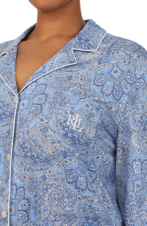 Ralph Lauren Lauren Knit Crop Pajamas In Blue Paisley