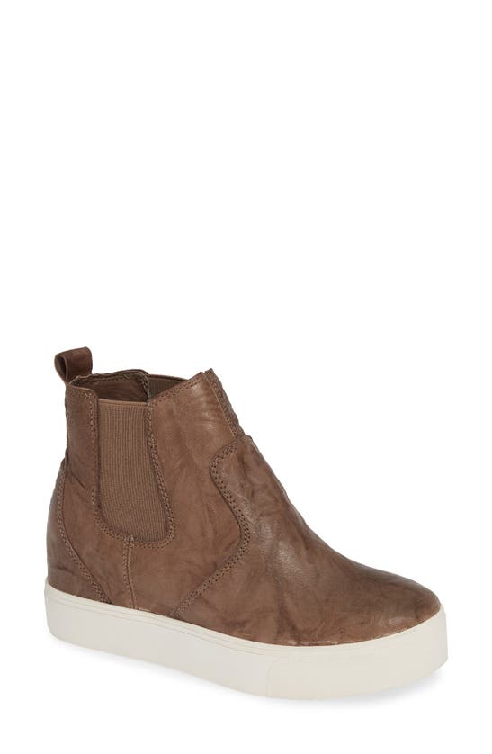 Jslides Sydnee Sneaker Bootie In Taupe Distressed Leather