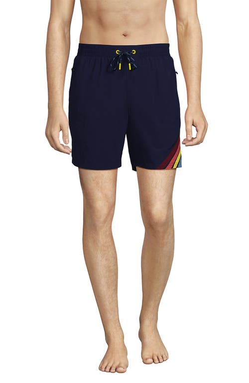 Shop Lands' End 7" Volley Swim Trunks In Deep Sea Navy Colorblock