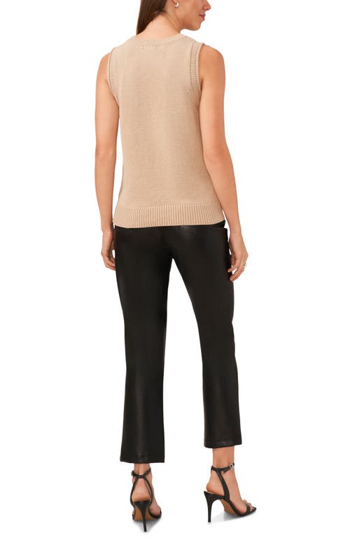 Halogen Open Stitch Sleeveless Sweater In Oxford Tan