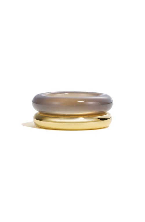 By Pariah Duo Set Of 2 Pinky Stack Rings In Grey Agate