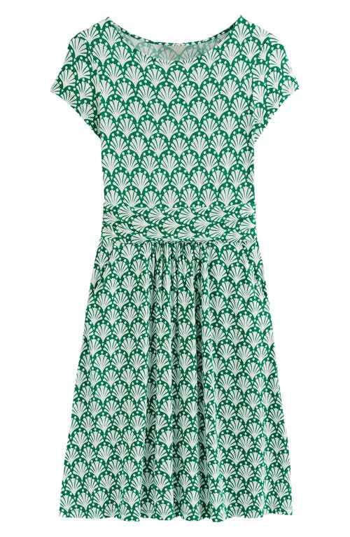 Amelie Print Jersey Dress in Green Shells