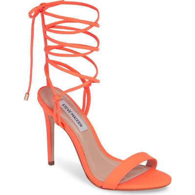 Steve Madden Level Ankle Wrap Sandal- Orange