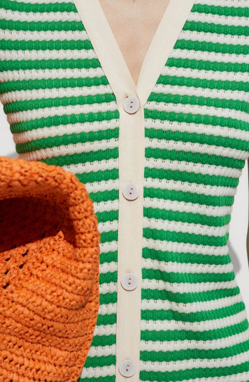 Mango Striped Jersey Dress Green In Green