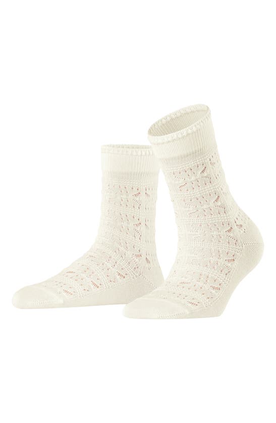 Shop Falke Granny Square Crew Socks In Off-white