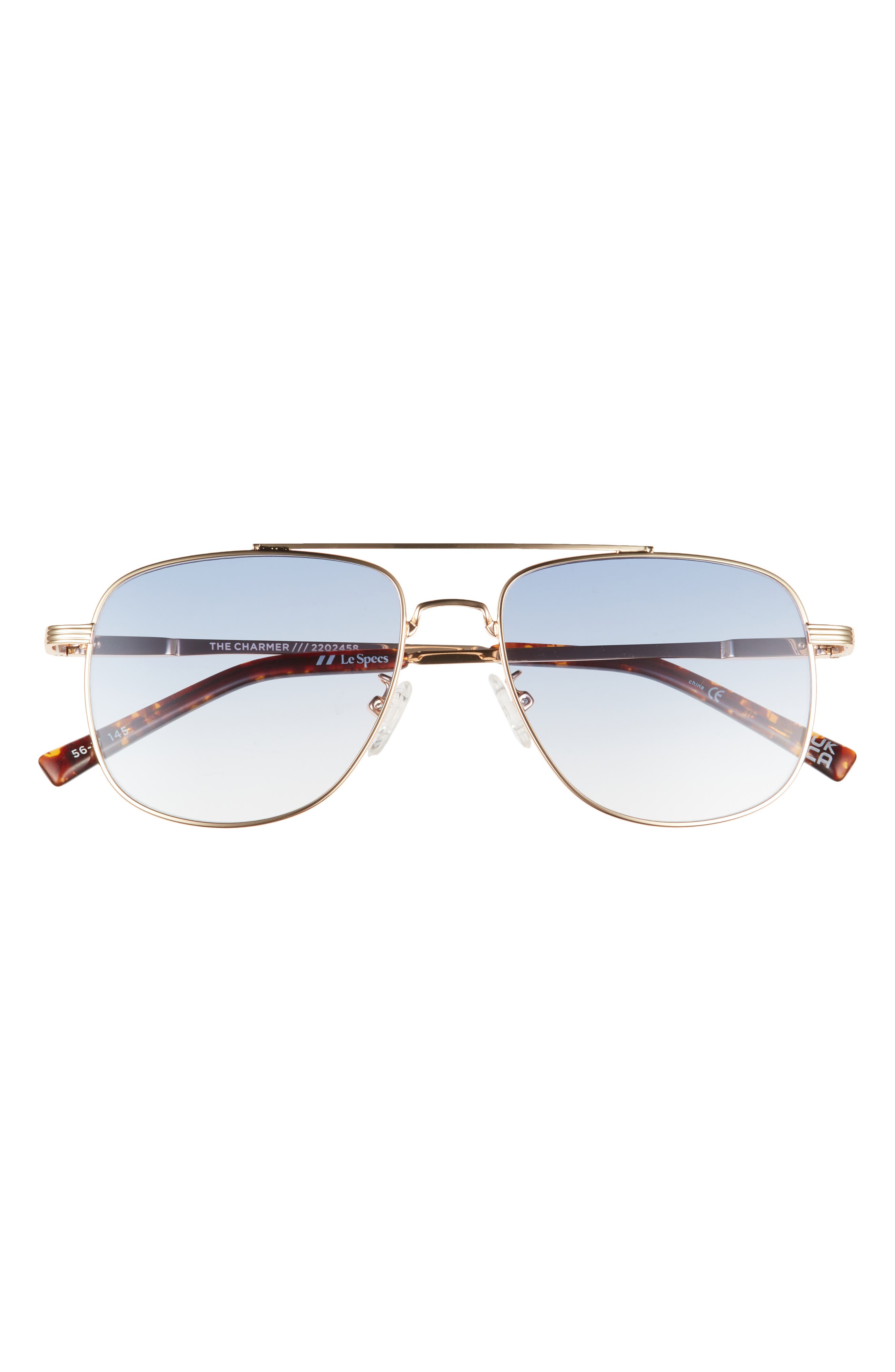 Le Specs The Charmer 56mm Aviator Sunglasses in Bright Gold/Blue Grad at Nordstrom