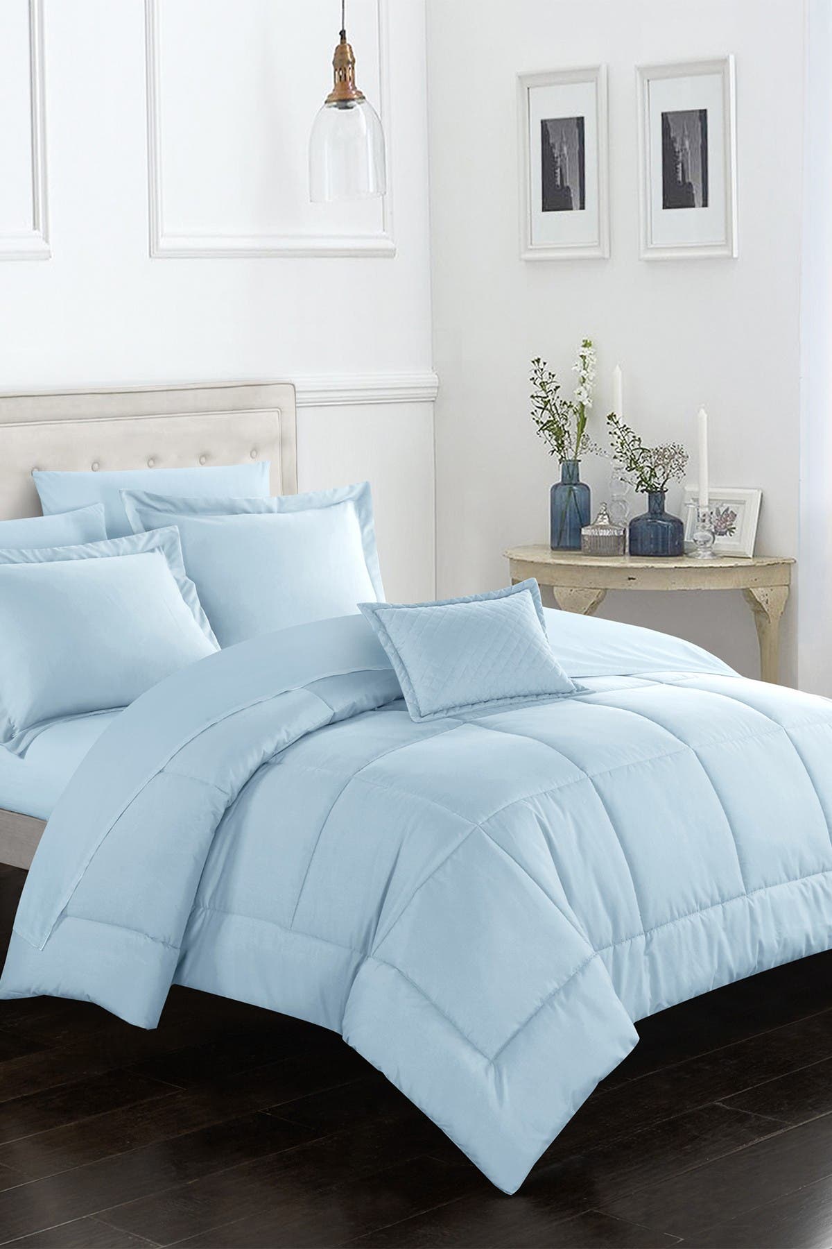 Chic Home Bedding Joshuah Stitched Solid Color Design Bed In A Bag Twin Comforter Set Blue Nordstrom Rack