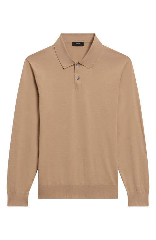 Shop Theory Goris Long Sleeve Polo In New Camel