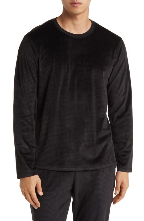 Chainlink Velour Long Sleeve Pajama T-Shirt in Black