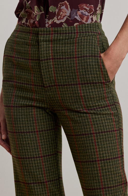 Shop Lauren Ralph Lauren Check Straight Leg Twill Pants In Olive Multi