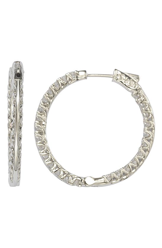 SUZY LEVIAN SUZY LEVIAN PAVE CZ HOOP EARRINGS