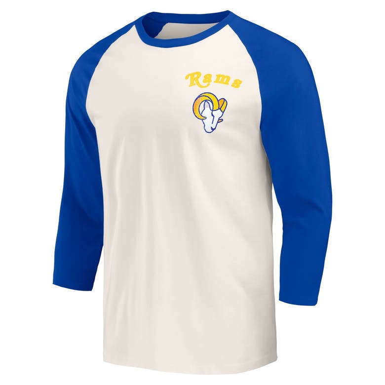 Shop Darius Rucker Collection By Fanatics Royal/white Los Angeles Rams Raglan 3/4 Sleeve T-shirt