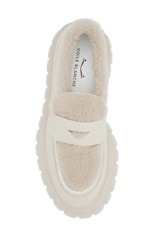 Voile Blanche Grenelle Faux Shearling Trim Platform Loafer In Off White