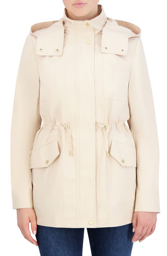 Shop Cole Haan Short Rain Jacket In Eggshell