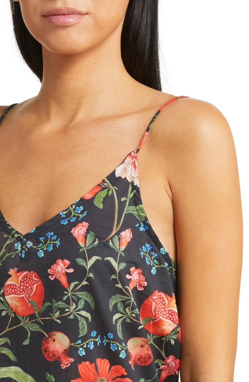 Desmond & Dempsey Floral Cotton Nightgown In Persephone Black