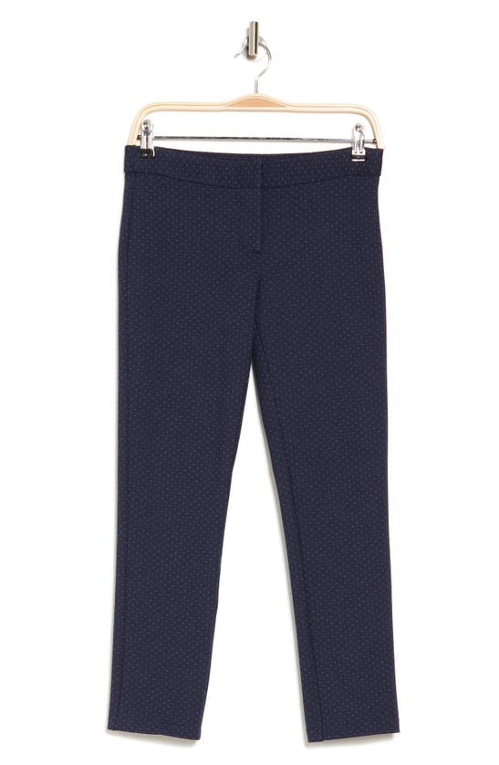 Amanda & Chelsea Amanda Pindot Ponte Knit Slim Pants In Navy / White