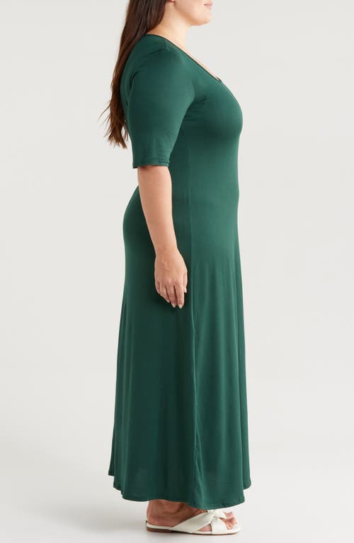 Shop 24seven Comfort Apparel Scoop Neck Jersey Maxi Dress In Hunter