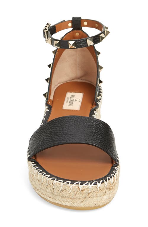 Shop Valentino Garavani Rockstud Espadrille Platform Wedge Sandal In Nero/light Cuir