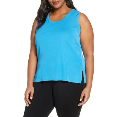 Plus Size Ming Wang Scoop Neck Knit Tank, Blue