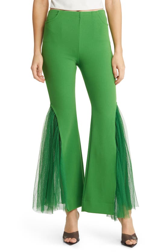 Nikki Lund Molly Mesh Flare Pants In Bright Green