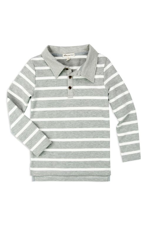 Appaman Kids' Verses Stripe Long Sleeve Stretch Cotton Polo in Grey Stripe