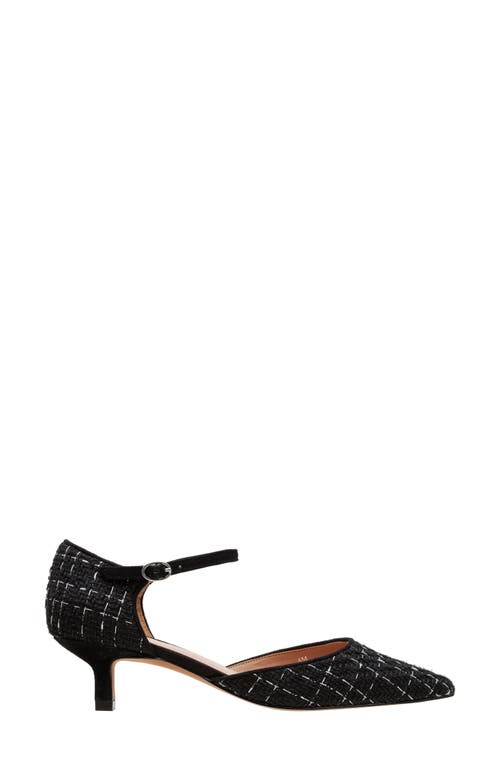 Linea Paolo Carey Ankle Strap Pointed Toe Pump In Black-white Plaid
