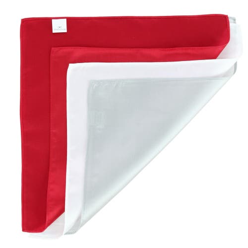 Trafalgar The Gatsby 12 Inch Solid Silk Pocket Square Trio In Red, Silver, And White