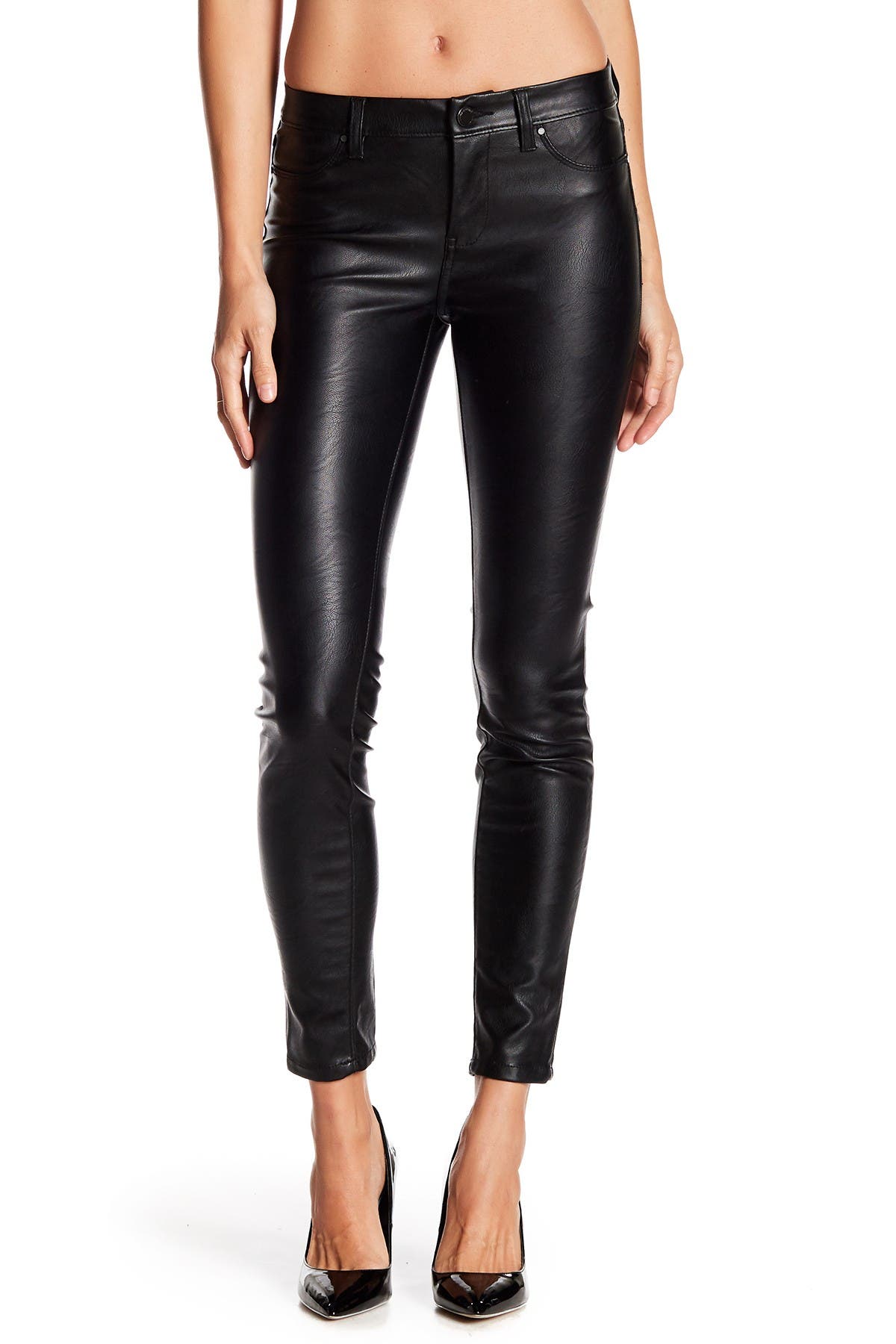 blanknyc denim vegan faux leather 5 pocket skinny jeans