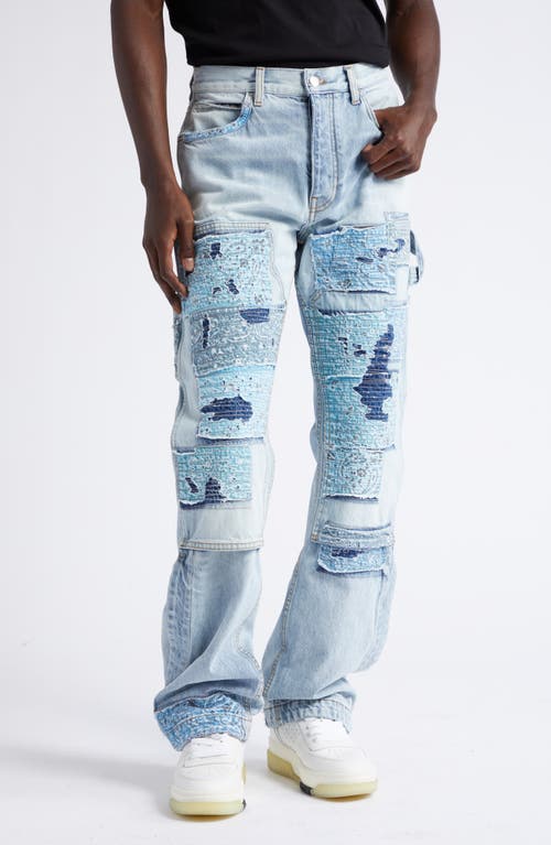 AMIRI Patchwork Bandana Carpenter Jeans in Stone Indigo
